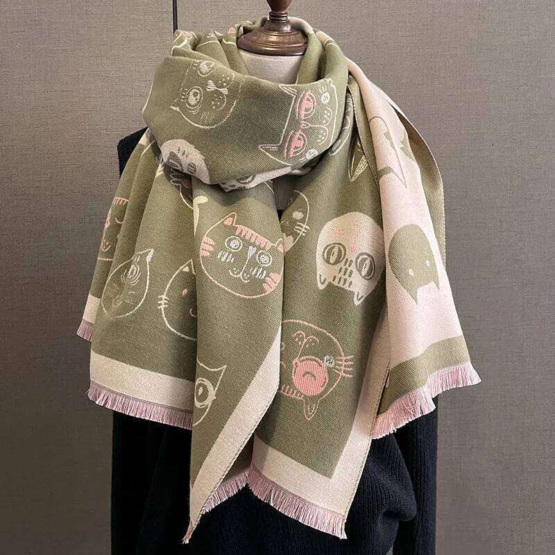 Cute Thickened Tassel Warm Scarf For Women Long Pashmina Shawl Faux Cashmere Warps Autumn Winter High Quality Blanket XJ260304