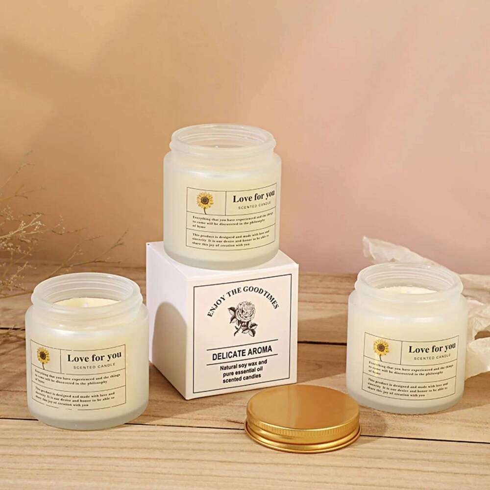 1pc Small Cup Frosted Glass Aromatherapy Candle Niche Romantic Ins Style Party Home Decorative W260304