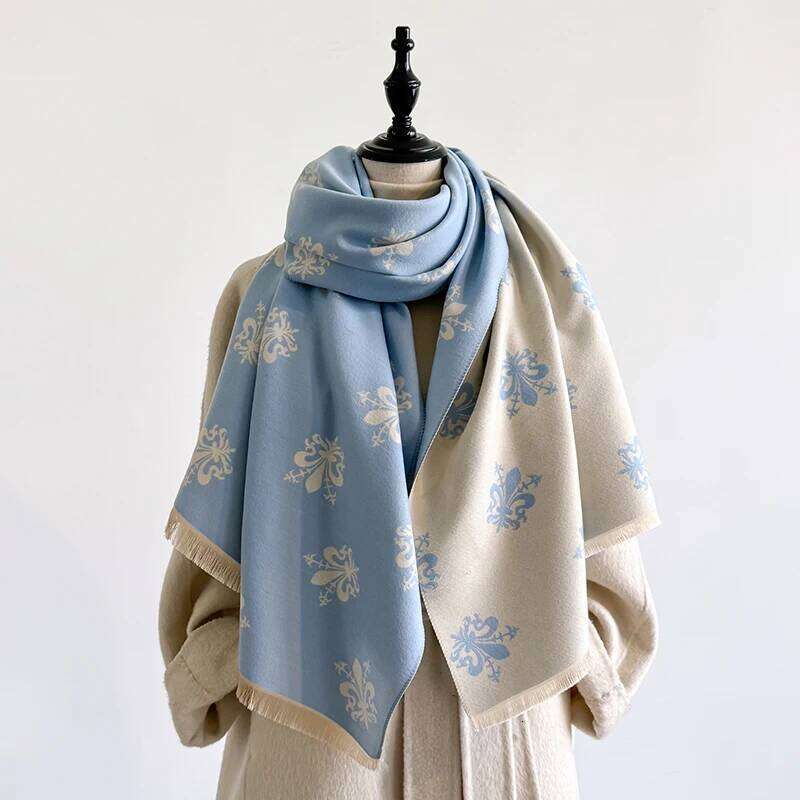 Elegant Geometric Design Imitation Cashmere Soft Warm Versatile Shawl Coldproof Windproof Blanket Scarf for Autumn Winter XJ260304