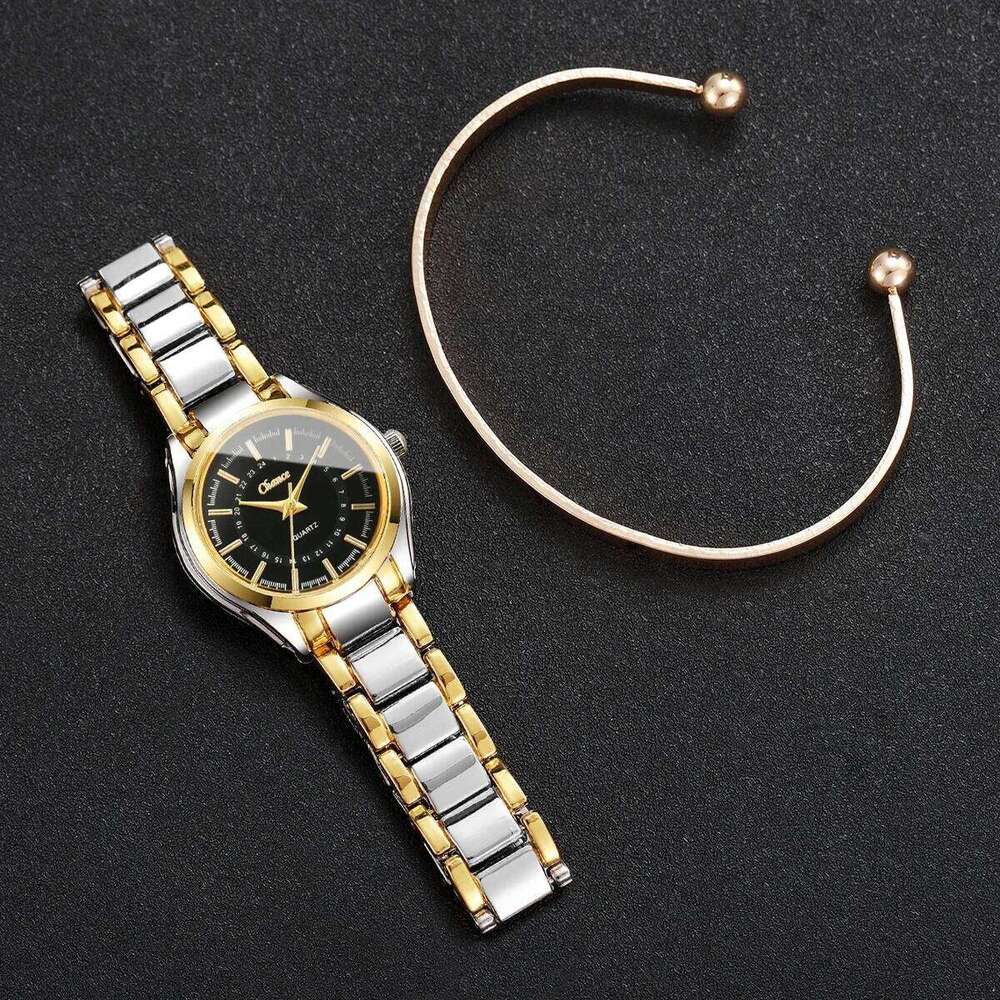 2PCS/Set Ladies Small Dial Analog Quartz Wristwatch Fashion Women Watches Opening Cuff Bracelet Set Reloj MujerWithout Box XJ260303