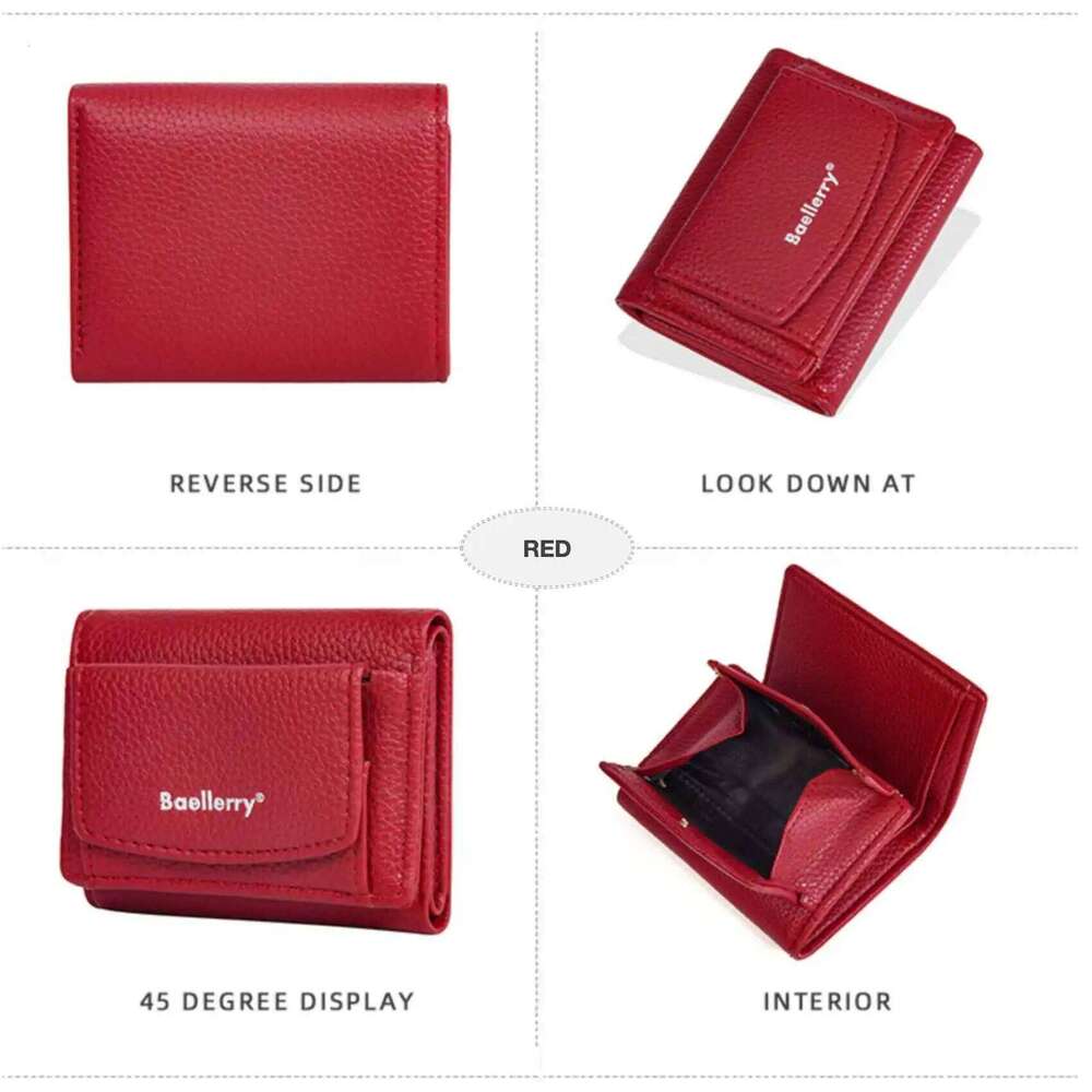 Solid Color Multi-Card Trifold Coin Fashion Casual New Women's Short Wallet Simple Mini Pu Purse Card Holder Gift Ladies C260304