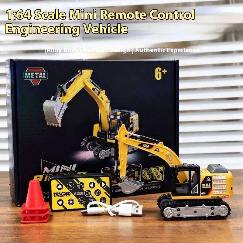 New 1/64 Desktop Control Engineering Vehicle Series 2.4g Rc Decompression Toy Boy Excavator Mini Remote Z260303