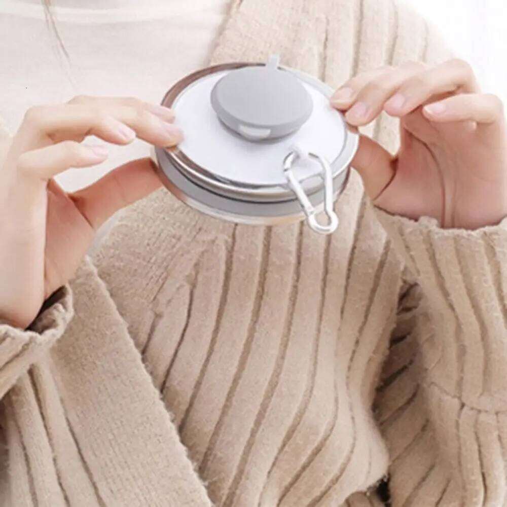 500ml Silicone Water Bottle Leak Proof Heat Resistant Travel Foldable Hangable with Hook Camping Collapsible Cup S260303