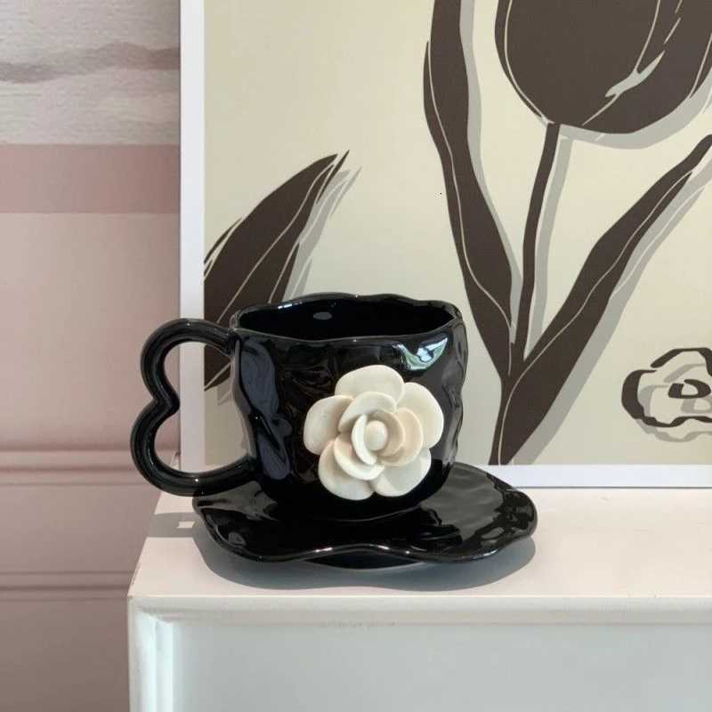 Creative Three-dimensional White Flower Ceramic Coffee Mug Delicate Afternoon Tea Dessert Snack Tea Cup Birthday Gift Home DecorT260304