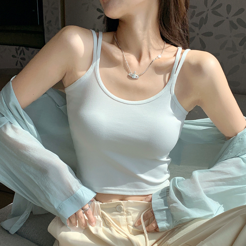 Polo Shirt H344 Designer Shirt Women's White Summer Camisole With Beautiful Back Sleeveless Trendy Designer Hoodie Top For Hot Girls