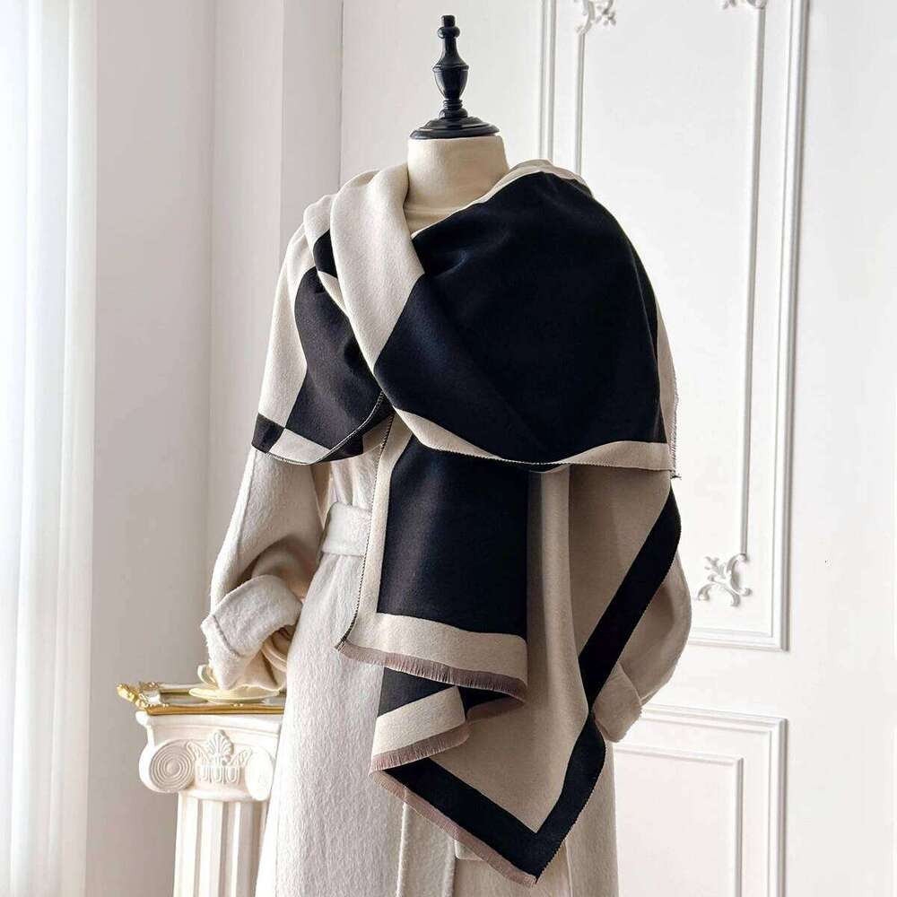 2025 Brand Elegant Geometric Print Faux Pashmina Shawl - Soft Warm Fringed, Ideal for Autumn & Winter Outdoor XJ260304