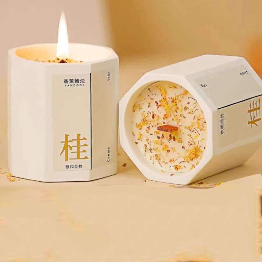 Osmanthus Scented Candle Octagonal Cup New Chinese Style Bedroom Special Fragrance Indoor Deodorizing Ornament Home Birthday Gift W260304