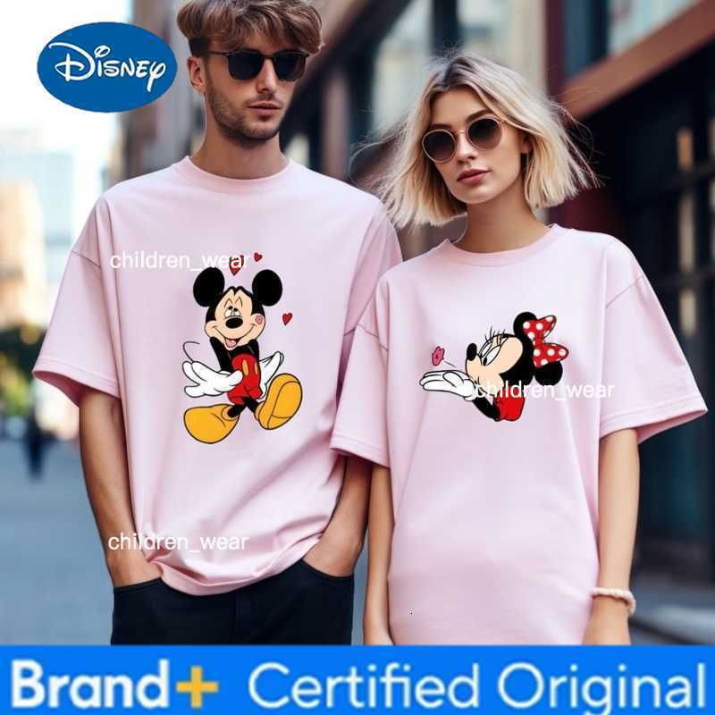 Disney Summer Minnie T-shirts Valentines Day Couple Outfits Plus-size Mens Shirts Couple Cotton Tops Childrens Womens Tops H260304