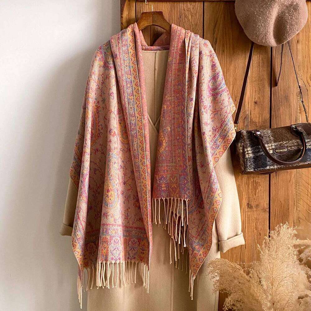 Bohemia Luxury Pashmina Hijab Scarf Long Muslim Paisley Print Cashmere Shawl Soft Turban Headband for Women XJ260304