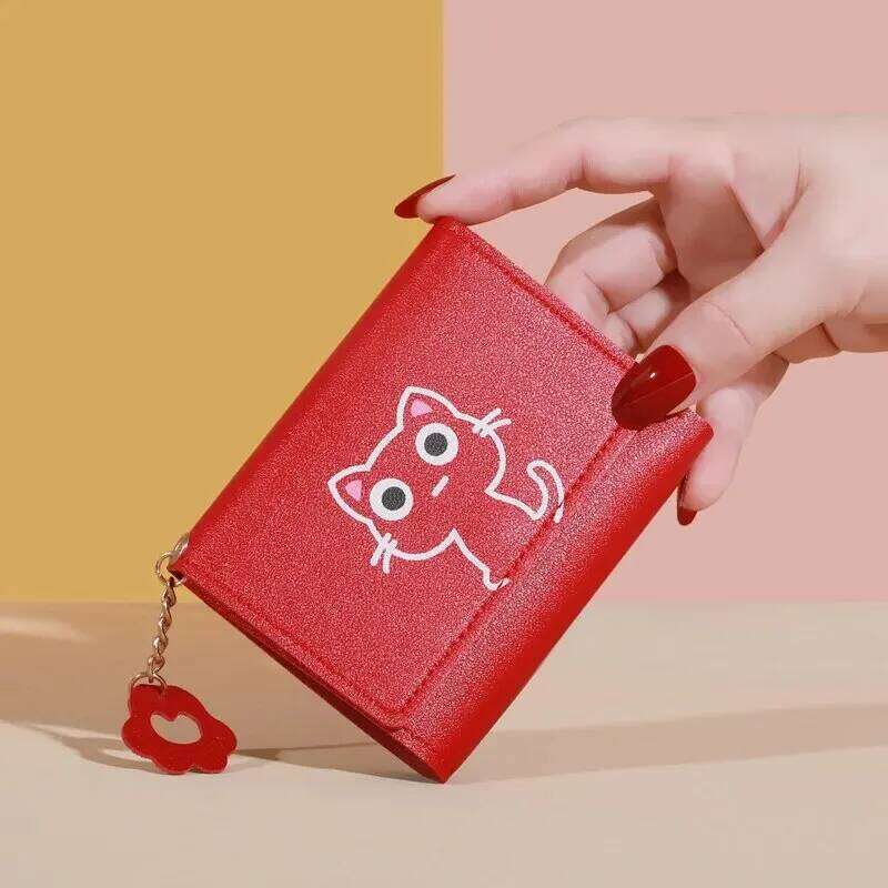 2023 New Small Female Cat Short Fold Personalized Student Cute Mini Fashion Zero Wallet C260304
