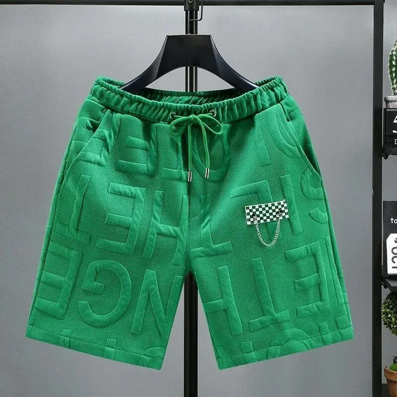 Men's Shorts Letters Fashion Knitted Men Comfortable Elastic Waist Clothing Male Breathable Short Trousers Daily CommuteMen's Clothing