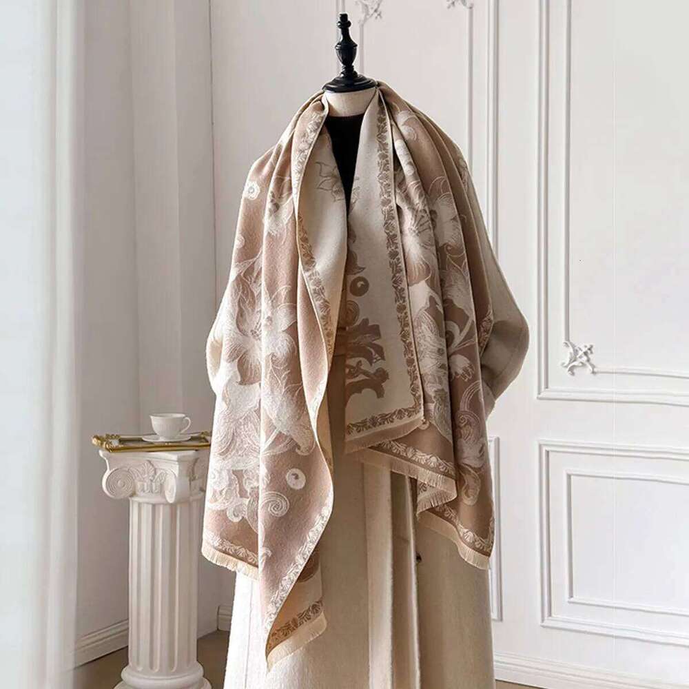 2025 Women Fashion Brand Lotus Scarf Luxury Autumn Winter Warm Shawls Print Pashmina Mujer Femme Foulard Bufanda Scarve XJ260304