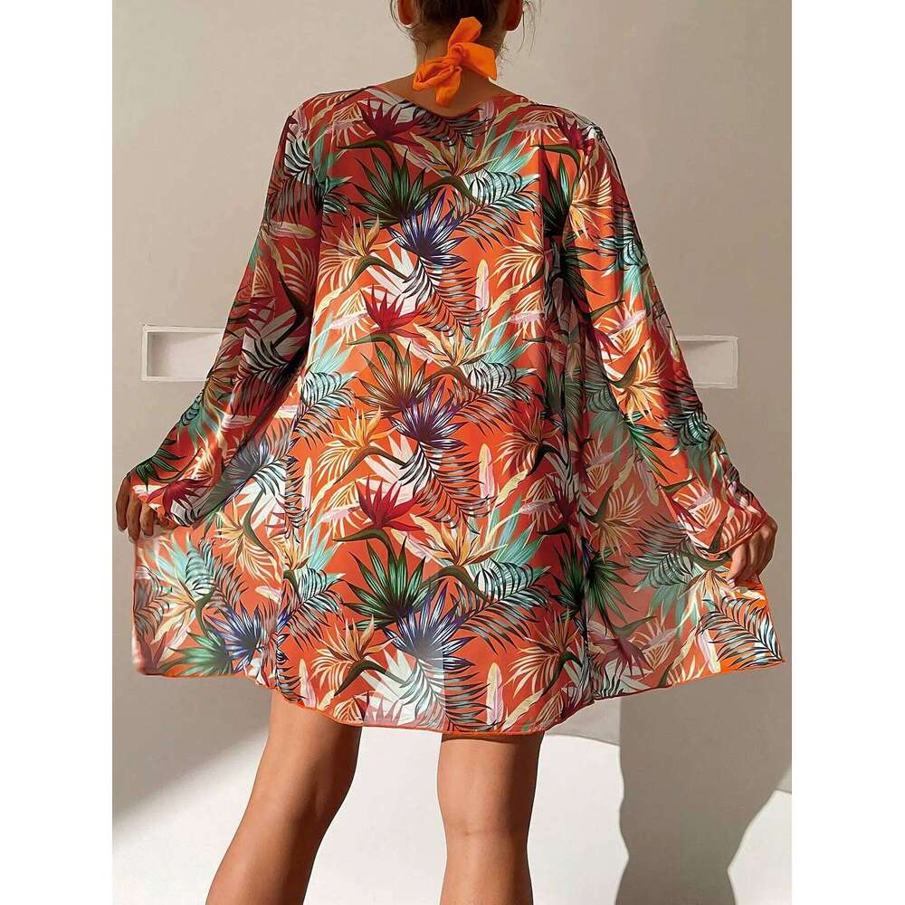 Halter Print Bikini Sets 3PCS Women Swimsuit With Kimono High Waist Swimwear Female Bathers Bathing Swimming Swim Suit Beachwear Y260303