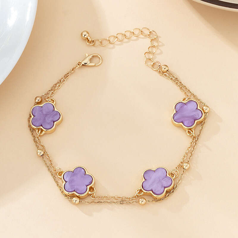 luxury Summer Beach Lucky Clover Flower for Women Fashion New Style Elegant Anklet - view 4
