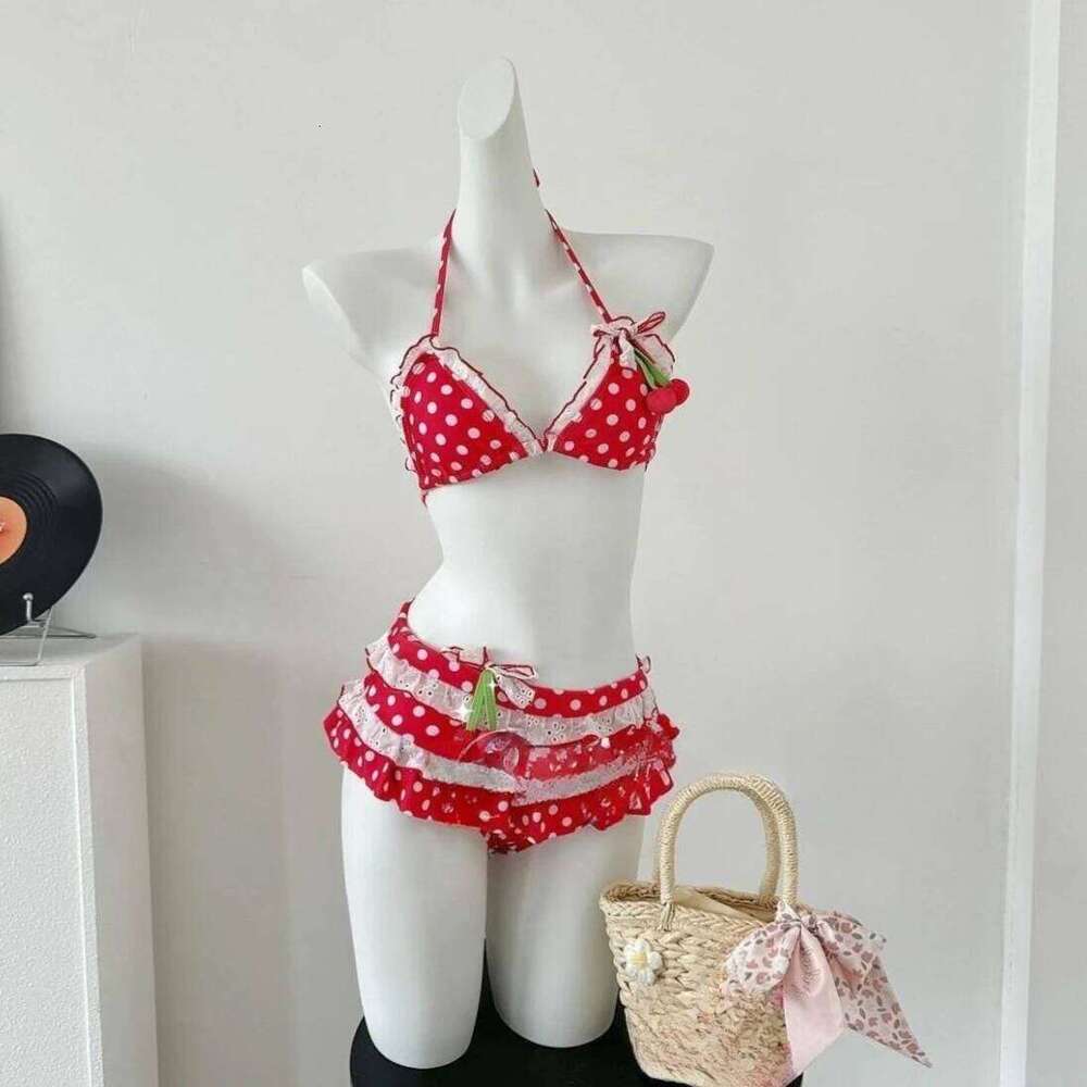 2025 Beachwear Bathing Suit Sexy Lace-up Splicing Vintage Y2k Bikini Sets Holidays Swimsuit Women Swimwear Beach Style Bikinis Y260303