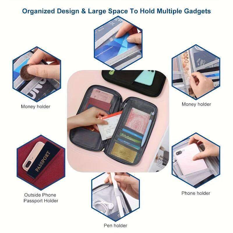 Multi-Functional Wallet-Style Travel Document Holder Men's Women's Style Passport Wallet Organizer Bag C260304