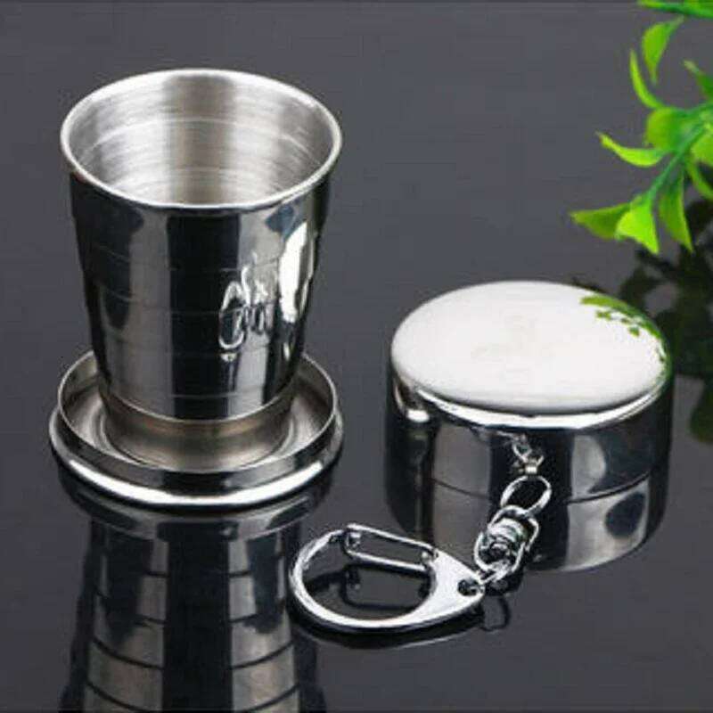 75/150/250/450ML Portable Stainless Steel Telescopic Folding Easy Carry Key Coffee Cup Outdoor Hiking Camping Drinking Set S260303