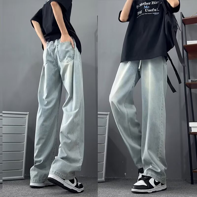 Light-colored Jeans For Designer Pants Women And Men Spring Autumn Summer New Style Slim-fit Straight High-waisted Slimming Loose Drapey Wide-leg