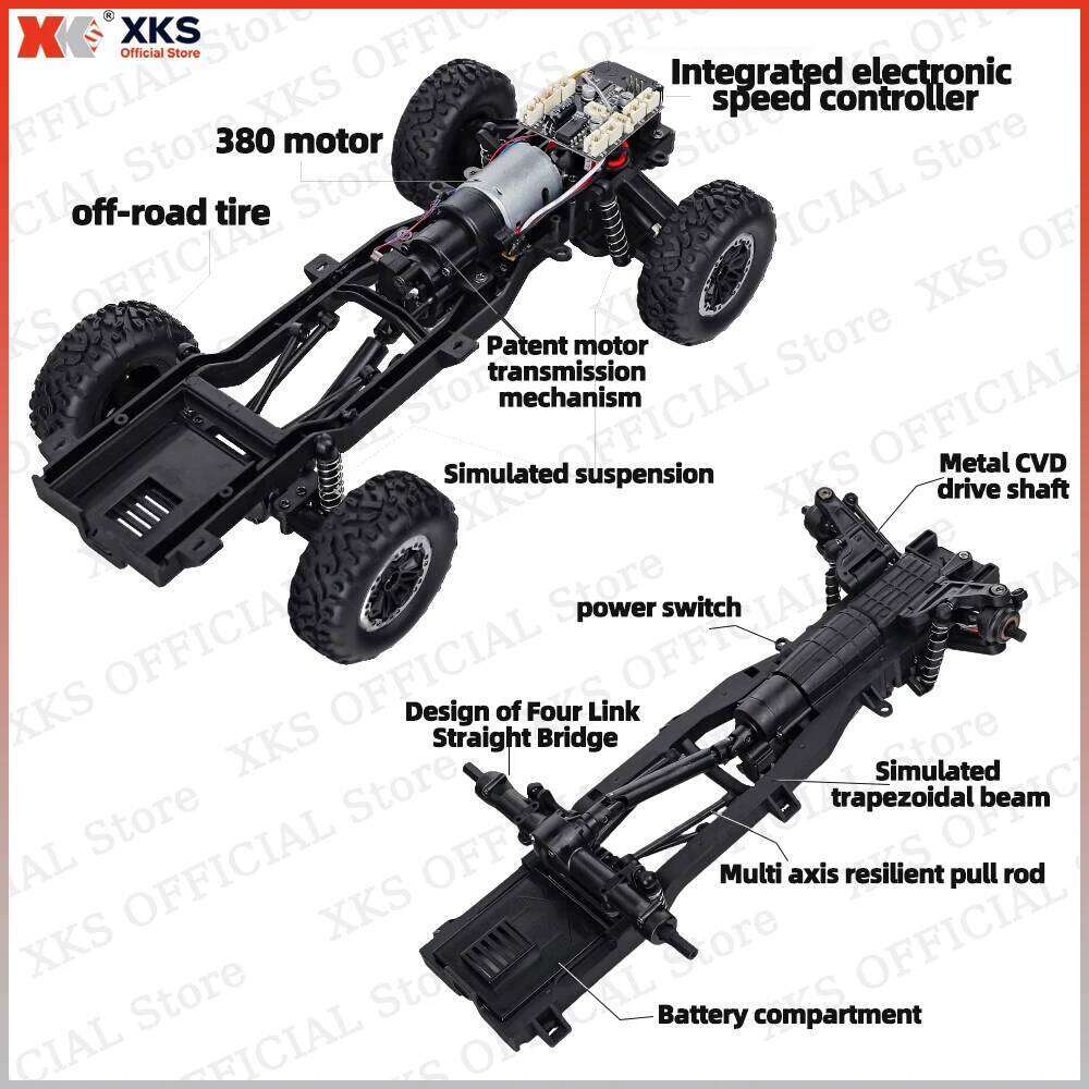 XKS LDRC LD1296 1/12 Scale 2-Speed Transmission Electric RC Off-Road Rock Crawler 2.4G Remote Control LED Light Toy Gift for Boy Z260303