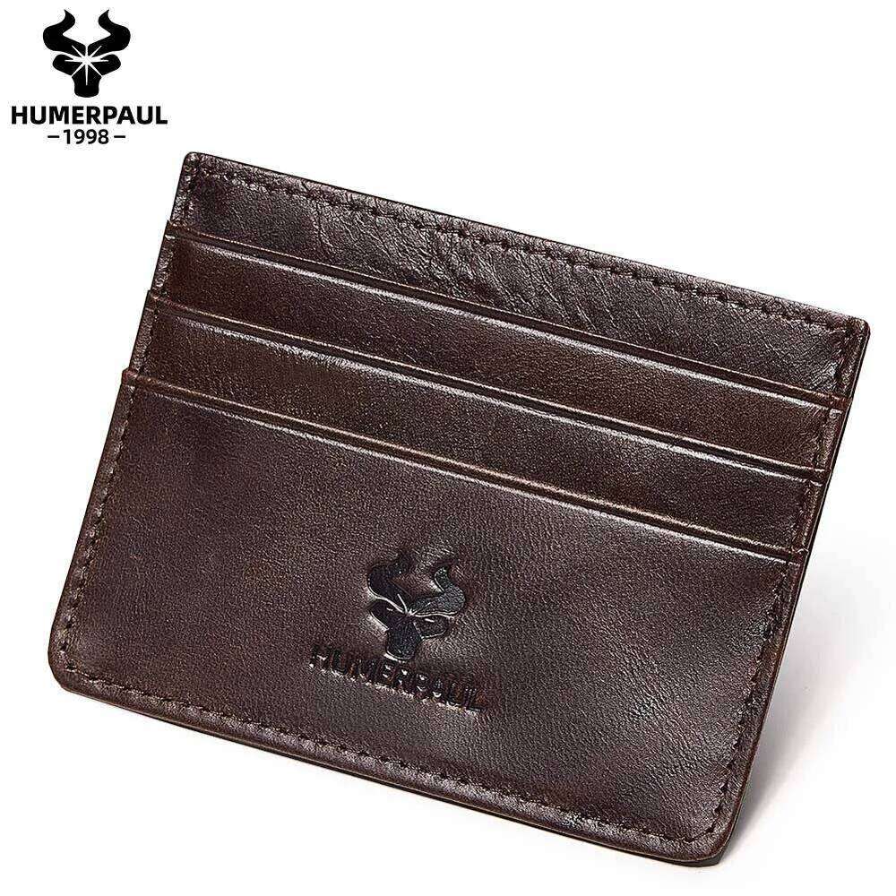 HUMEPRAUL 100% Genuine Leather Holder Wallet Slim Hight-Capacity Card Case RFID Caual Exquisite Cards Storage Money Bag C260304