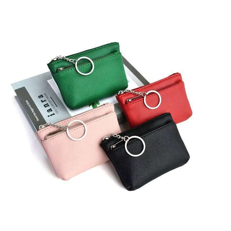 Mini PU Leather Coin Purse, Multifunctional Zipper Keychain Wallet, Fashion Card Holder for Women C260304