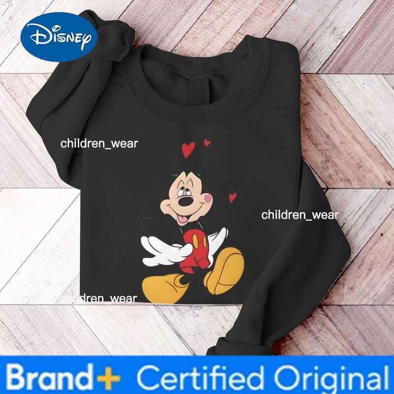 Disney Women Men Retro Mickey and Minnie Valentines Day Sweatshirts Casual New Couple Matching Long Sleeve Crewneck Sweatshirt Gifts H26030411