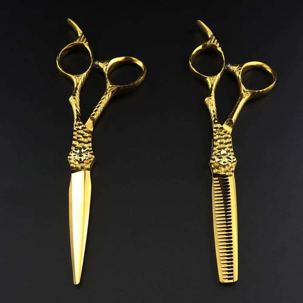 Professional JP 440c steel 6 '' Upscale Gold cut hair haircut thinning barber makas cutting shears hairdresser scissors H260303