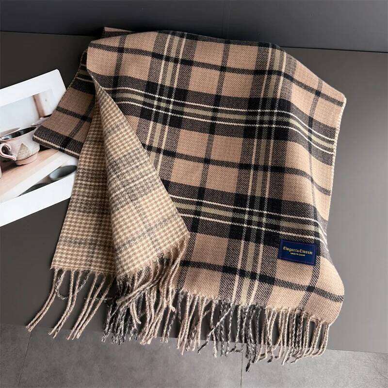 Winter Thickened Scarf For Women Men Neck Keep Warm Tassel Pashmina Shawl Faux Cashmere Warps Autumn Elegant Blanket XJ260304
