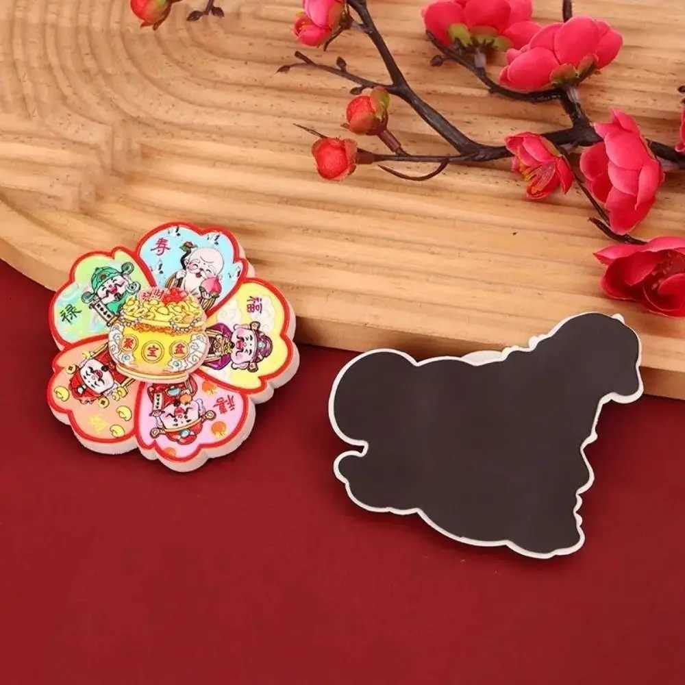 This 3D rotating refrigerator magnet features a cute cartoon God of Wealth for festive New Year home decoration.T260304