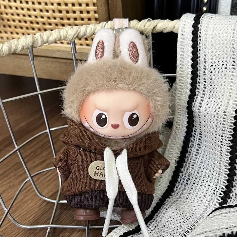 Labubu 4.0 10cm Korean Style Outfit - Overalls & Hat Set, Doll Clothing AccessoriesT260304