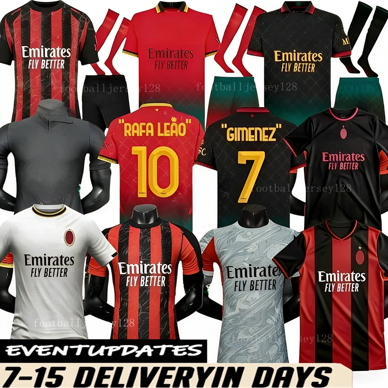 25 26 27 Maglia MilAn GIROUD 125 Year RAFA LEAO PULISIC Soccer Jersey Kid Kit long sleeve Home Away 3rd Football Shirts Calcio Maillot TOMORI THEO Pleasures Fourth AC