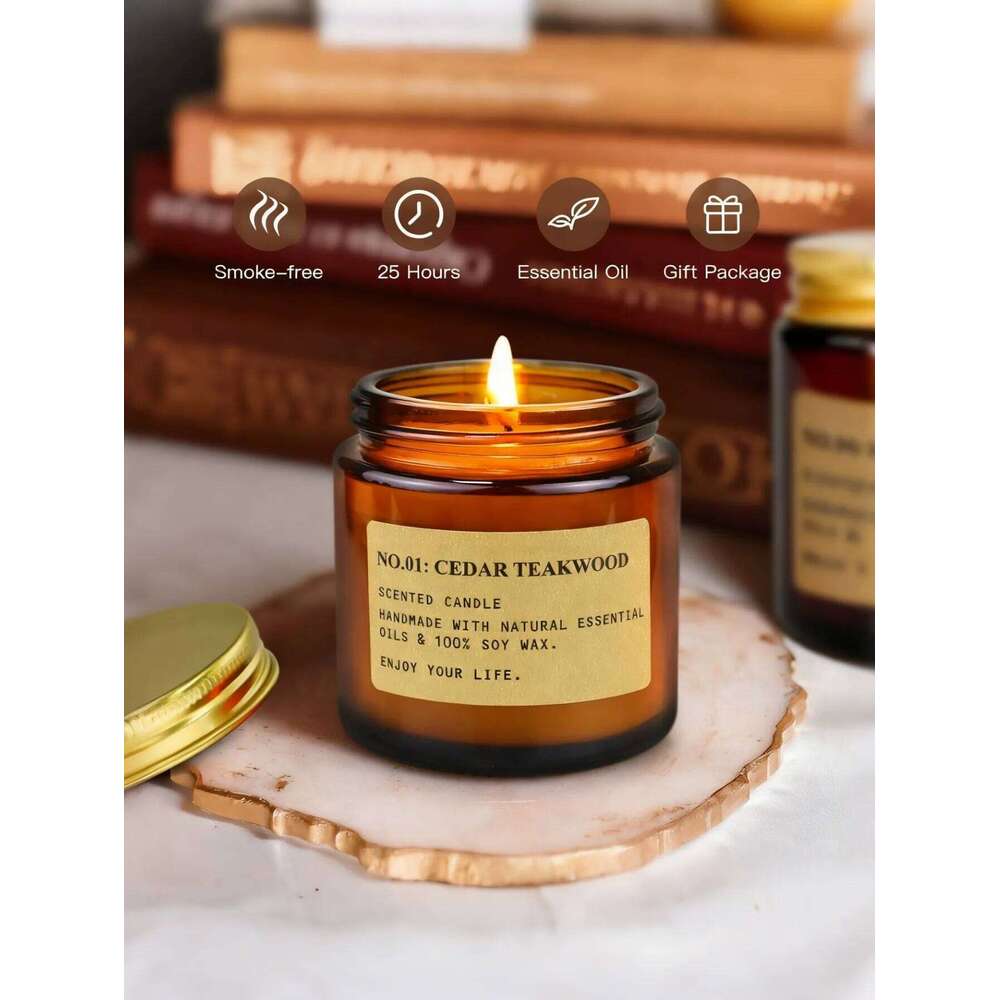 Brown glass soy wax 200g smokeless scented can candle, rose fragrance for home, holiday romance W260304