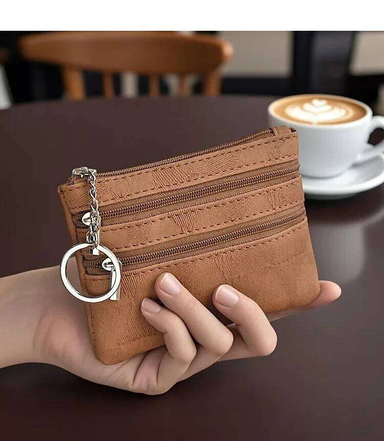 Three Zippers with Key Ring Unisex Small Coin Pouch Children Wallet Mini Cute Purse Card Holder C260304