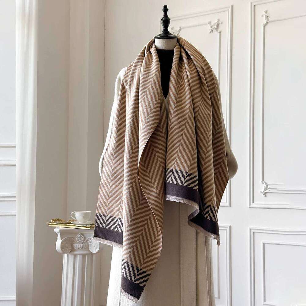 Women's Elegant Floral Jacquard Pashmina Scarf - Winter Thick Warm Double-Sided Tassel Coldproof Windproof Blanket Shawl XJ260304