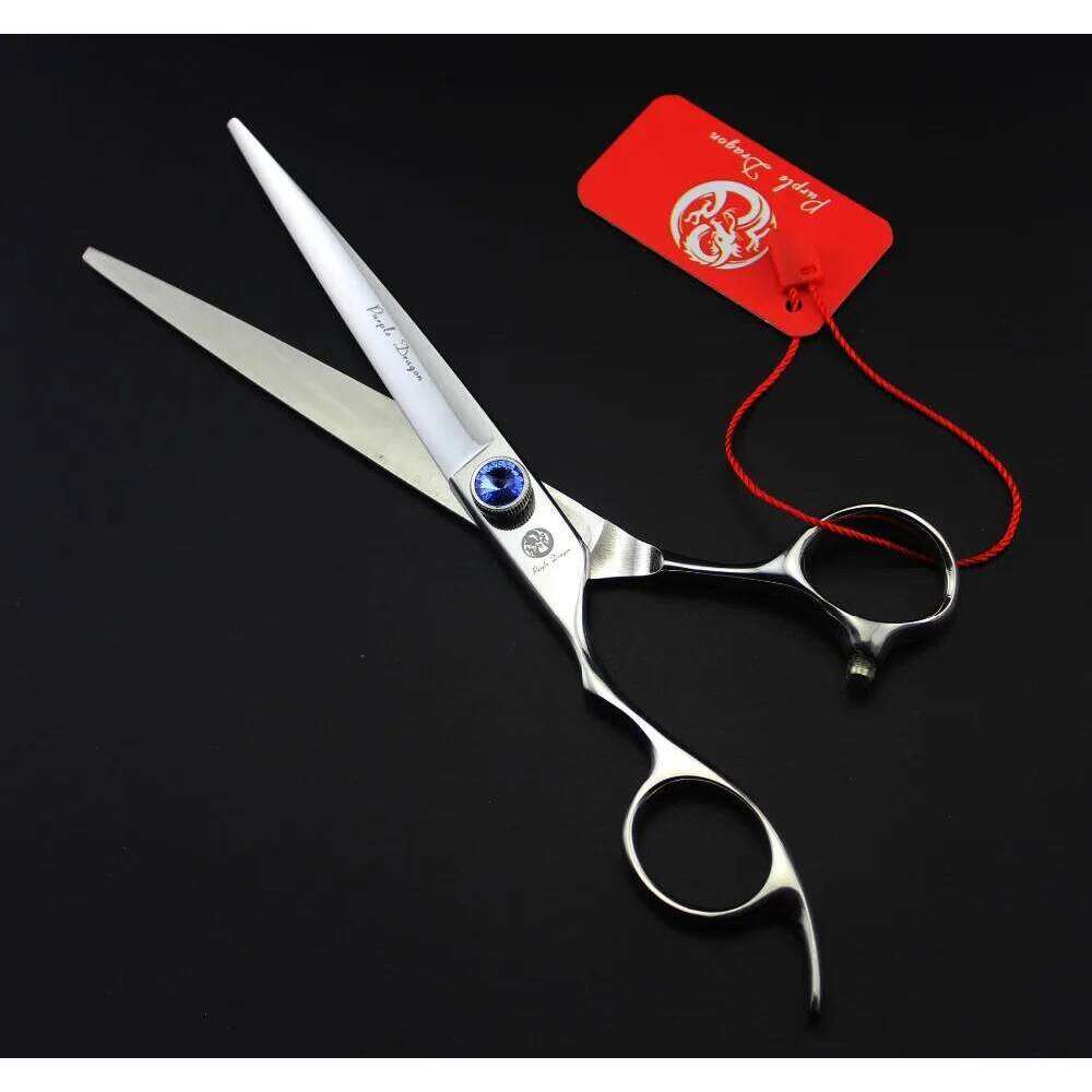612# 7'' Left Hand Brand Purple Dragon High-Class Hairdressing 440C Big Gem Dogs Cats Pets Cutting Shears Hair Scissors H260303