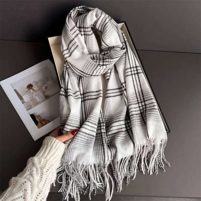 Neck Warmer Scarf For Women Men Winter Fashion Thickened Tassel Pashmina Shawl Faux Cashmere Warps Autumn Ladies Blanket XJ260304