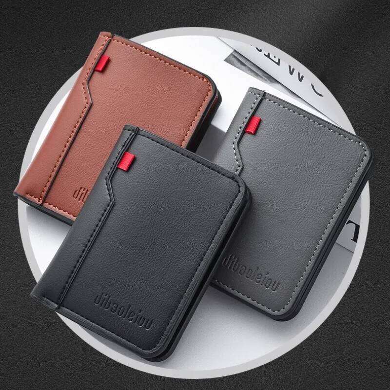 2025 New Men's Retro Style Slim Mini Vertical PU Leather Wallet for Men Ultra Thin Compact Card Holder Cash Pocket Portable C260304