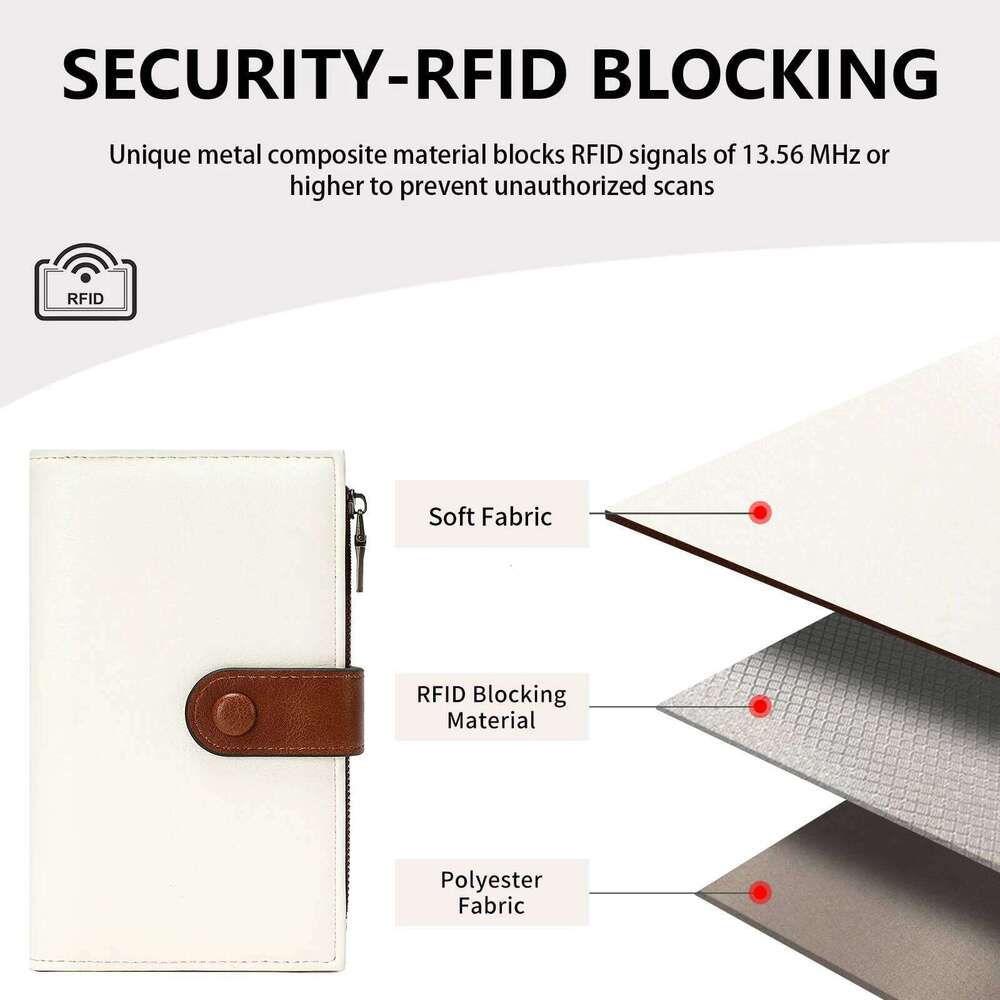 Women's Wallets RFID Blocking PU Leather Trifold Clutch Credit Card Ladies Travel Wallet Purse with Pen Holder C260304