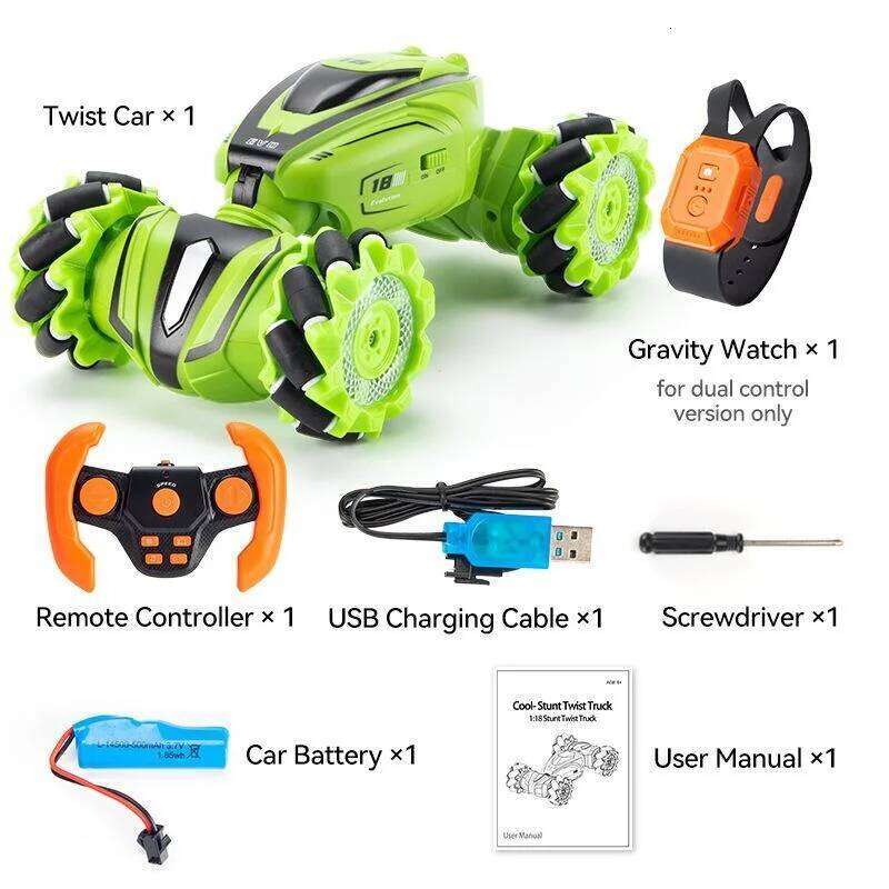 JJRC Q110 2.4GHz 4WD RC Stunt Car with Music Lights 360 Rotation Multi-Function Intelligent Programming Off Road Gift Z260303