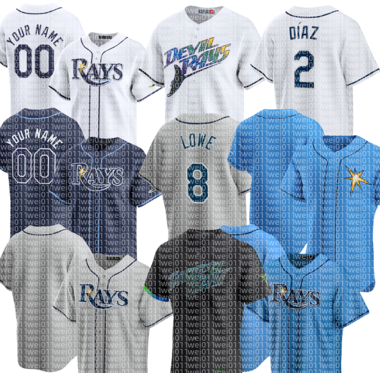 Rays Baseball Jersey Wade Boggs Ryan Pepiot Yandy Diaz Junior Caminero Chandler Simpson Shane McClanahan Jonathan Aranda Cedric Mullins Jake Fraley Drew Rasmussen