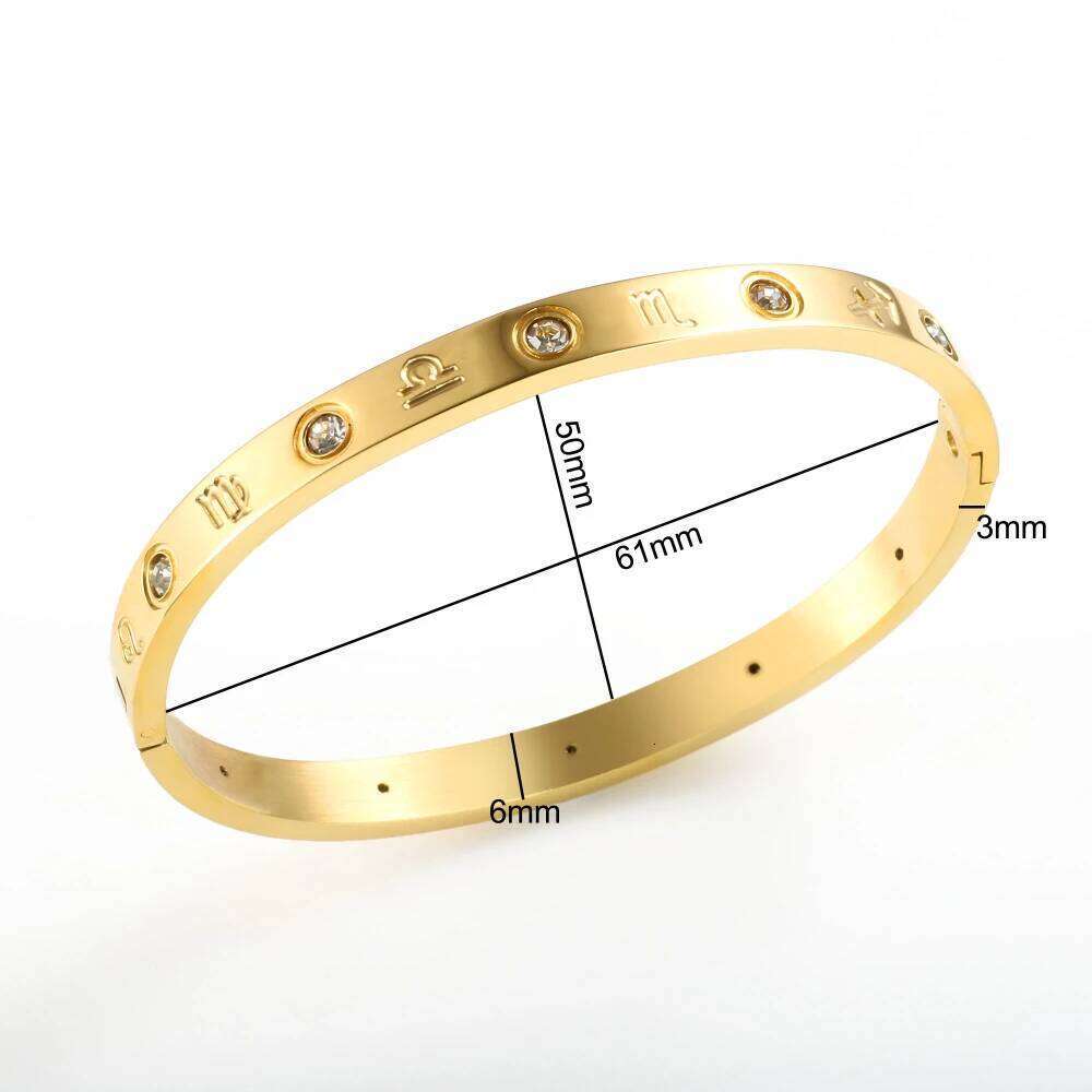 Stainless Steel High Quanlity Crystal Constellation Bracelet Bangles For Men Women Party Fashion Jewelry Gift XJ260303