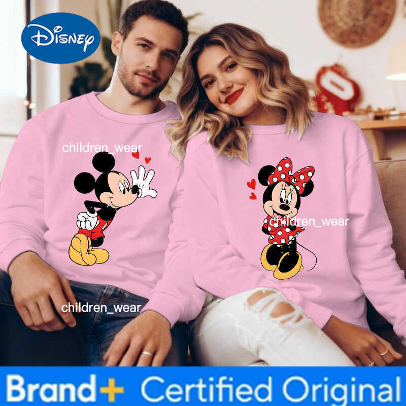 Disney Valentines Day Mickey Mouse Minnie Sweatshirt Anime Graphics Couple Matching Pullover Women Men Long Sleeve Sweet Sweatshirts H260304