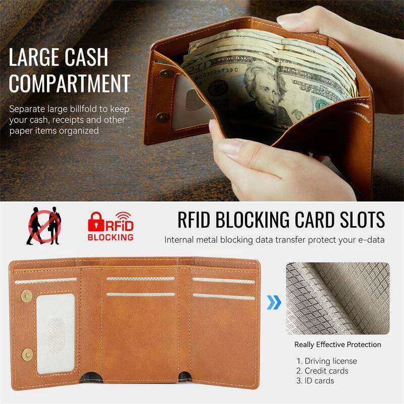 RFID Shielded Magnetic Case Faux Leather for Secure ID & Credit Card Storage, Men'S Gift, Phone Wallet C260304