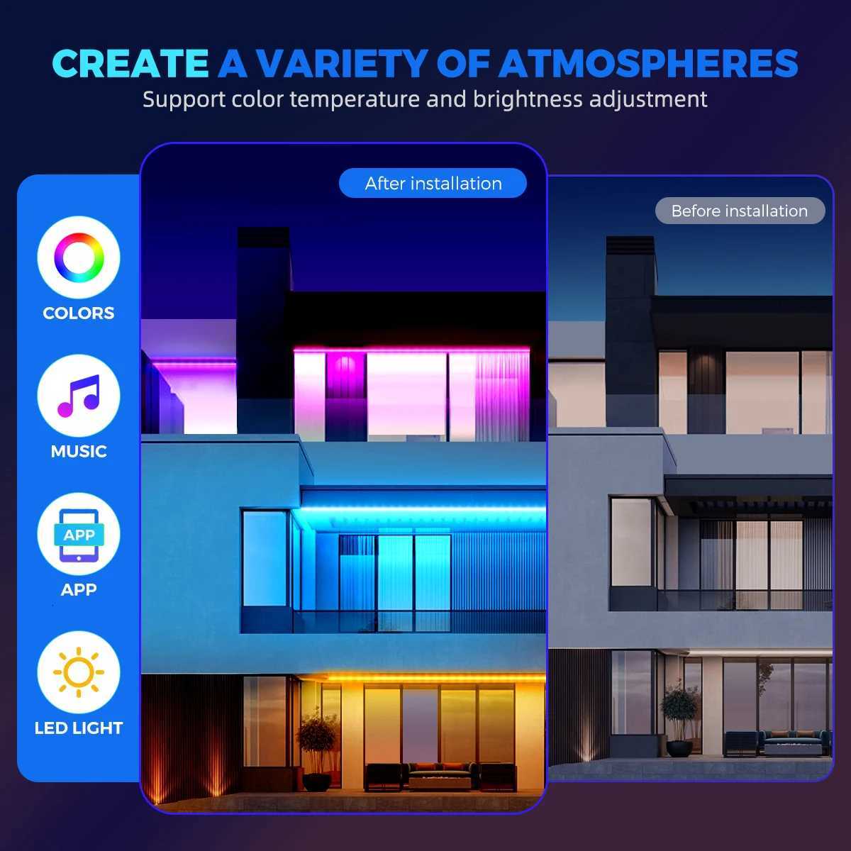 1M-30M LED Strip Light Music Sync 100ft 5V USB Powered LED Light Strip with Remote RGB 3535 Color Changing LED Strip for Decro H260304