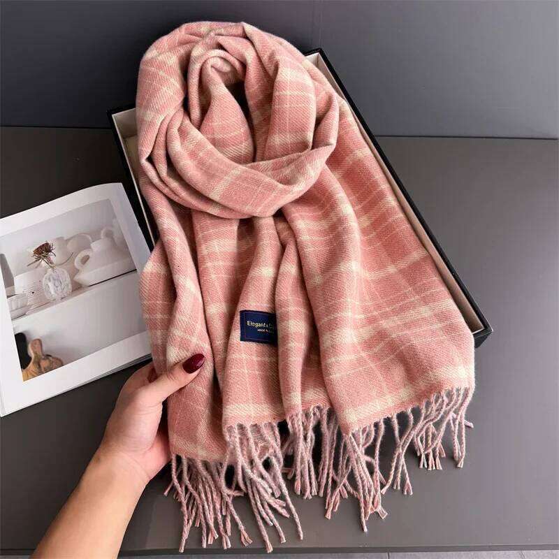 Winter Retro Thickened Scarf For Women Men Neck Keep Warmer Tassel Pashmina Shawl Faux Cashmere Warps Autumn Elegant Blanket XJ260304