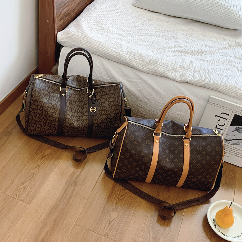 Free shipping designer bags for mens womens Duffel Bags khaki brown Large capacity vintage flower single shoulder versatile travel bag