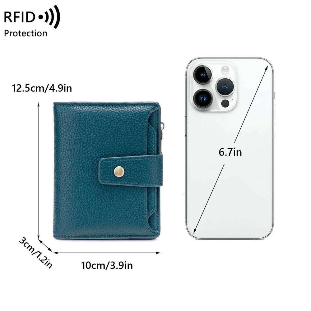 woman's small wallet RFID Blocking Soft PU Leather Bifold Compact Card Holder with Zipper Coin Pocket Multi-card Wallet C260304