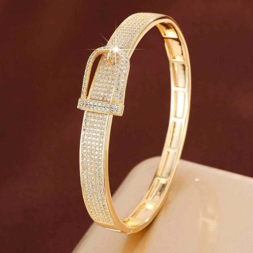 Trendy Belt Buckle Design Synthetic Zirconia Women's Bracelet For Banquets And Gifts Jewelry Accessory XJ260303