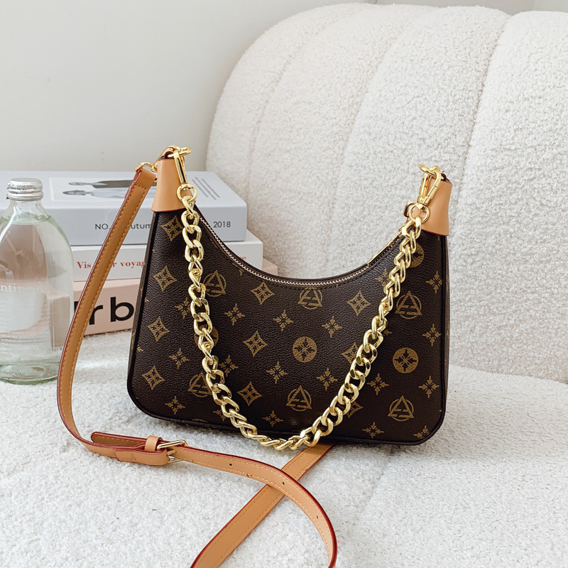 LUYIMAIDIER 2026 Summer New Fashion Designer Chain Retro Printed Crescent Bag Versatile Casual Single Shoulder Cross body Bag for Women