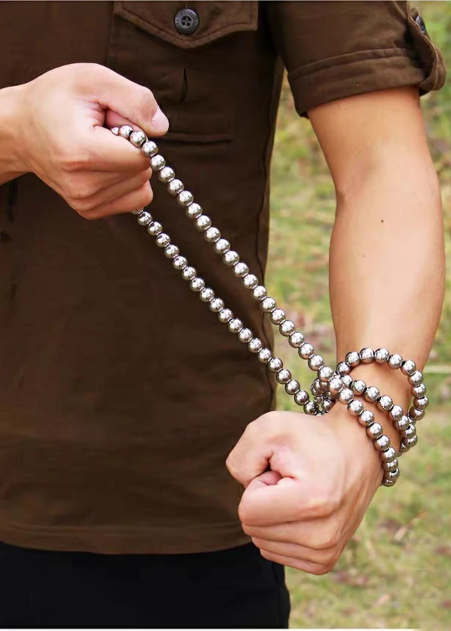 Stainless Steel Jewelry Male Bracelet Braided Link Buddha Beads Necklace Waist Chain Tactical Self Defense Whip Multi-fonction 260228
